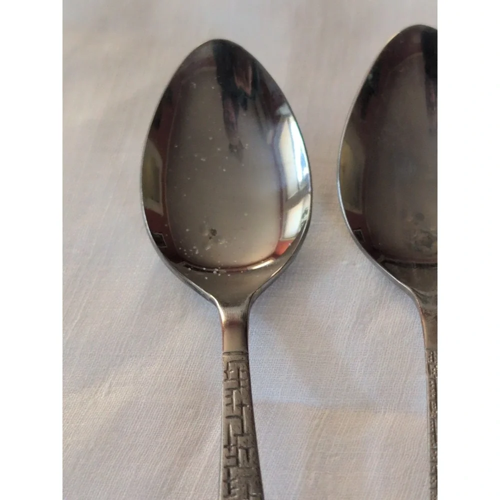 Vtg 1960's TWA 1st Class Silverware 2 Spoons IAG & THC Japan Flight Souvenir‎